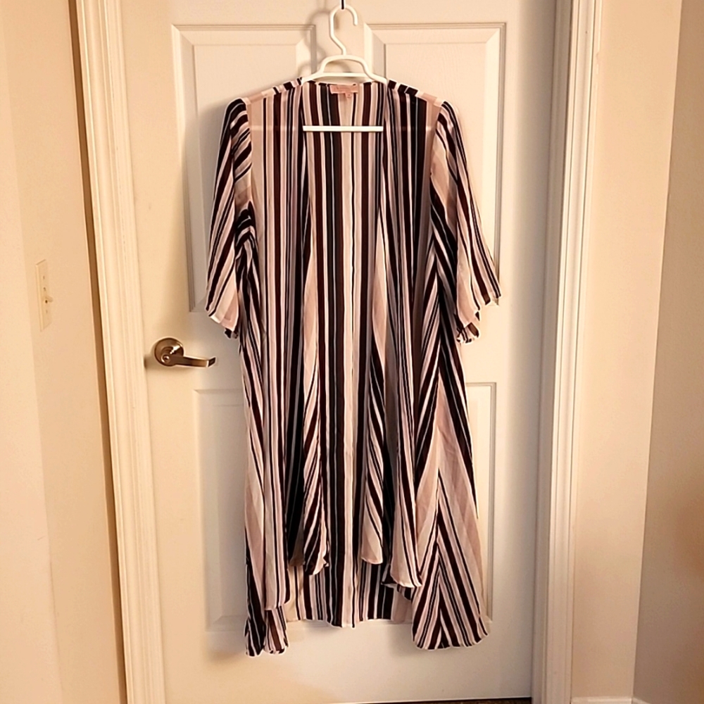 Mauve and Black Striped Kimono